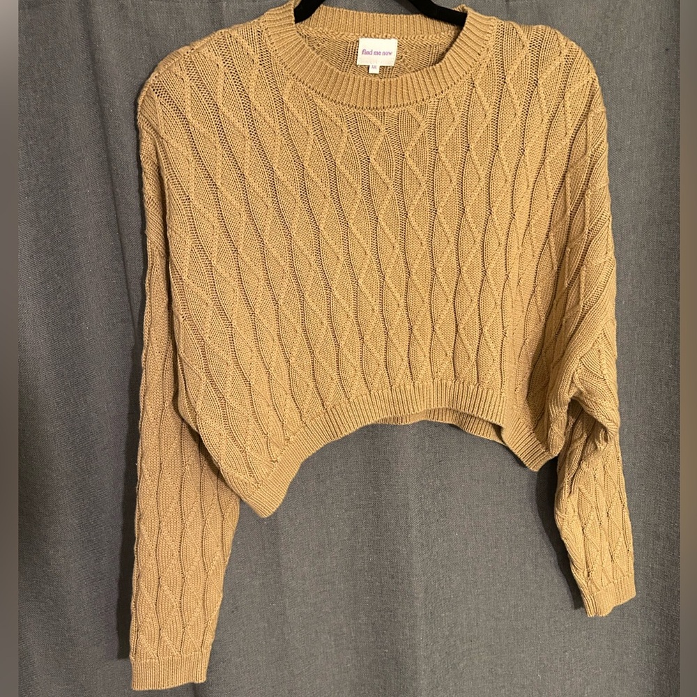 Find Me Now Cropped Tan Sweater